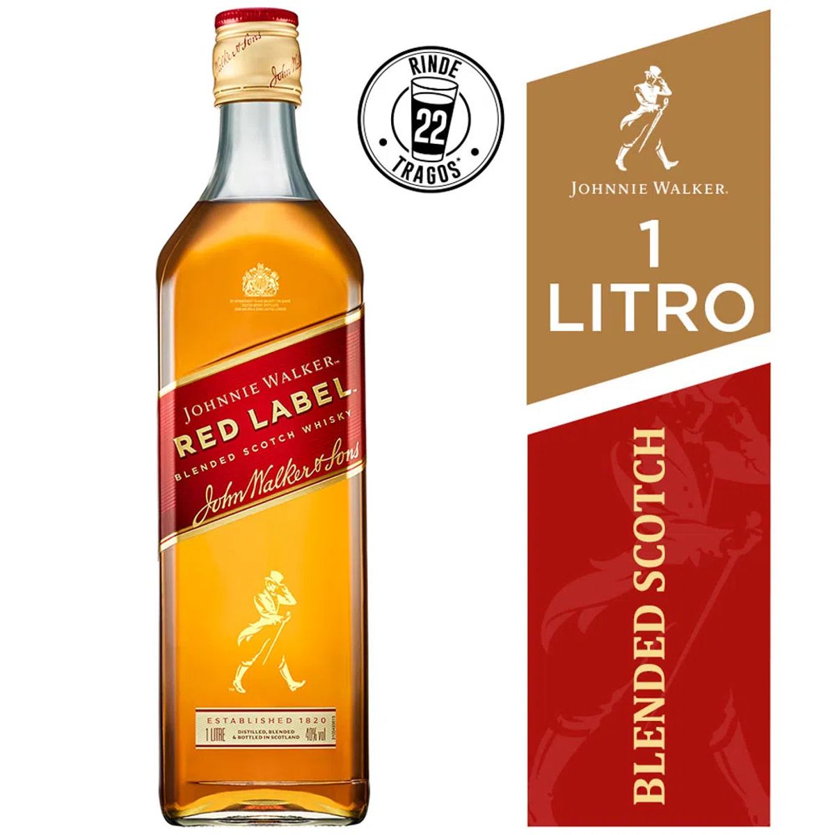 JOHNNIE WALKER - Whisky Johnnie Walker Red Label Botella 1 L