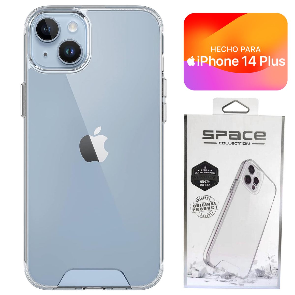 IMPORTADO MC - Space Case Transparente iPhone 14 Plus Funda Para celular