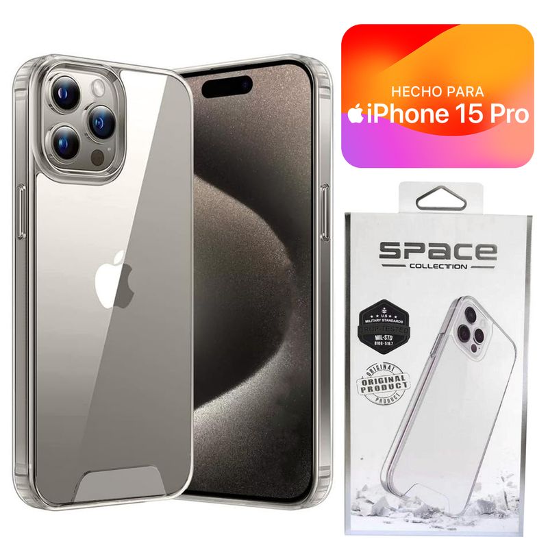 GENERICO - Space Case Transparente iPhone 15 Pro Funda Para celular