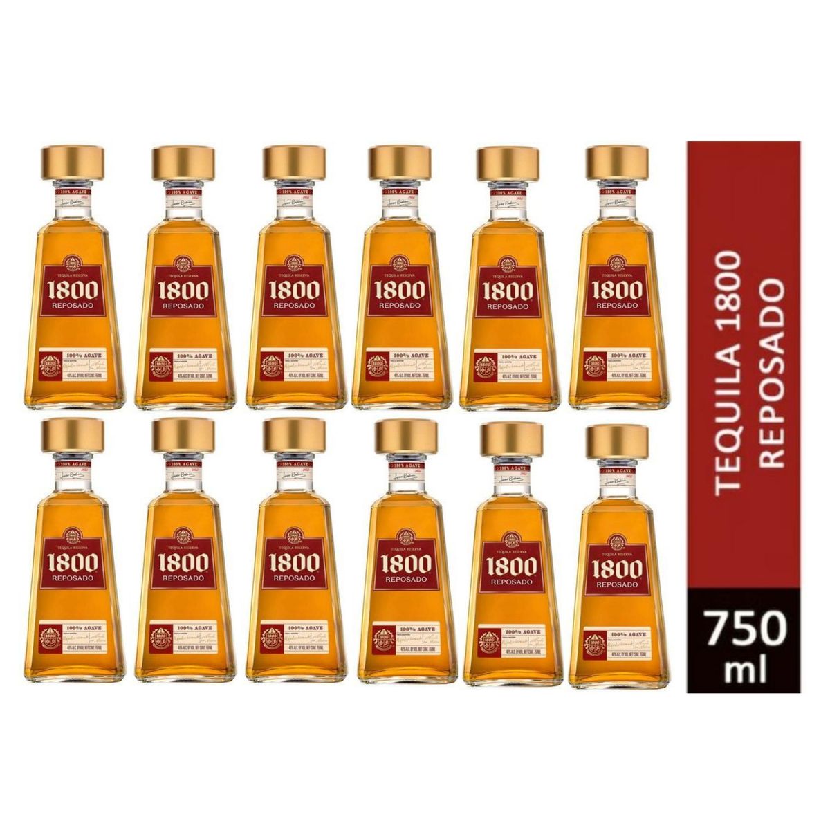 1800 - Tequila 1800 Reposado Botella 750ml - 12 UND