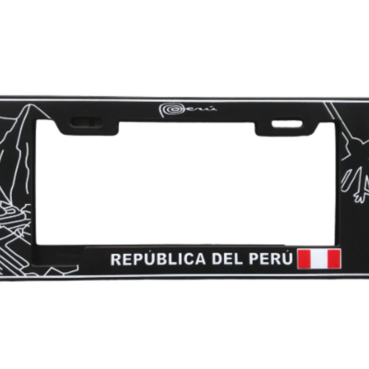GENERICO - Porta Placa Modelo Europeo Machu Picchu Negro