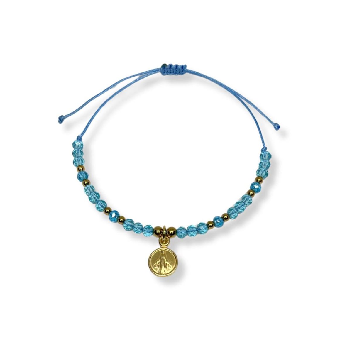 SANTORAL - Pulsera Medalla Milagrosa Dorada - Hilo y Plata