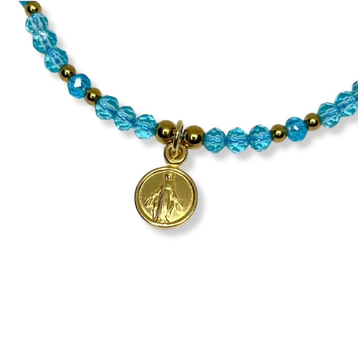 SANTORAL - Pulsera Medalla Milagrosa Dorada - Hilo y Plata