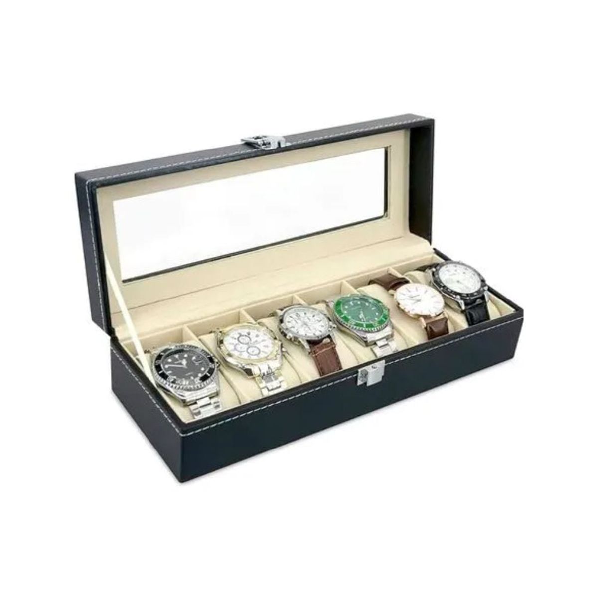 GENERICO - Caja Porta Relojes Ecocuero Seis Espacios