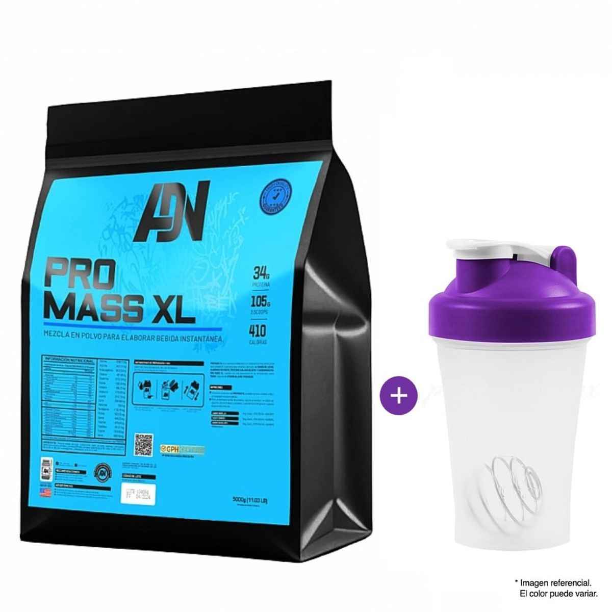 ADN - PRO MASS XL PROTEÍNA 5 KG CHOCOLATE + SHAKER
