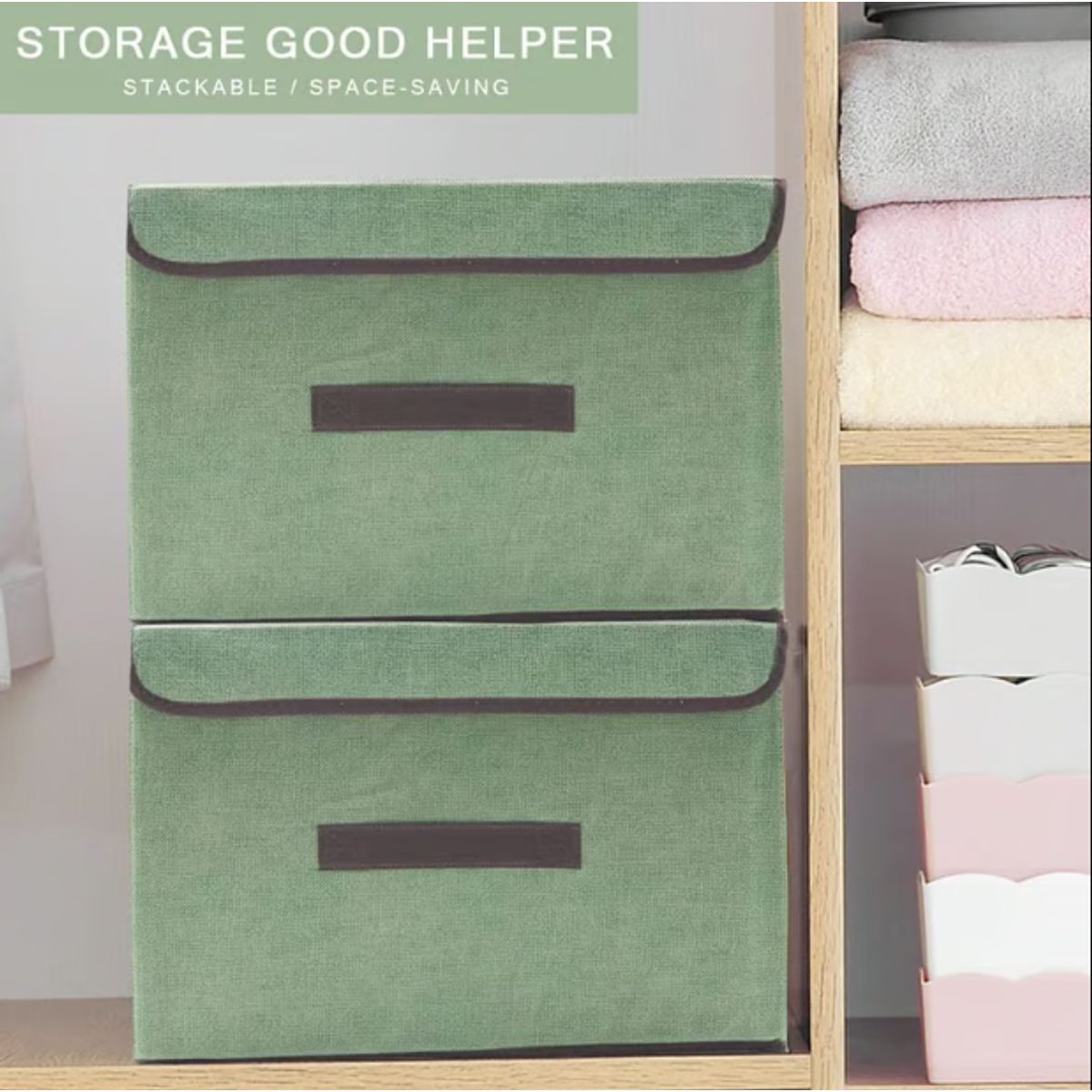 GENERICO - Caja de almacenamiento plegable a prueba d polvo para ropa color Verde
