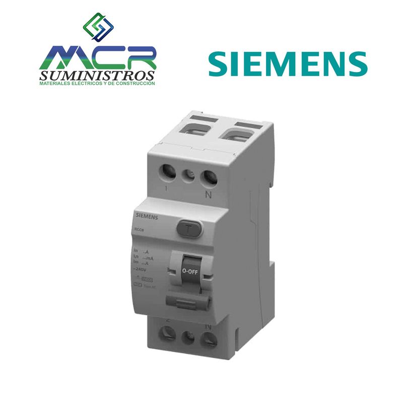 SIEMENS - INTERRUPTOR DIFERENCIAL 2 POLOS 40 AMPERIOS 30ma SIEMENS