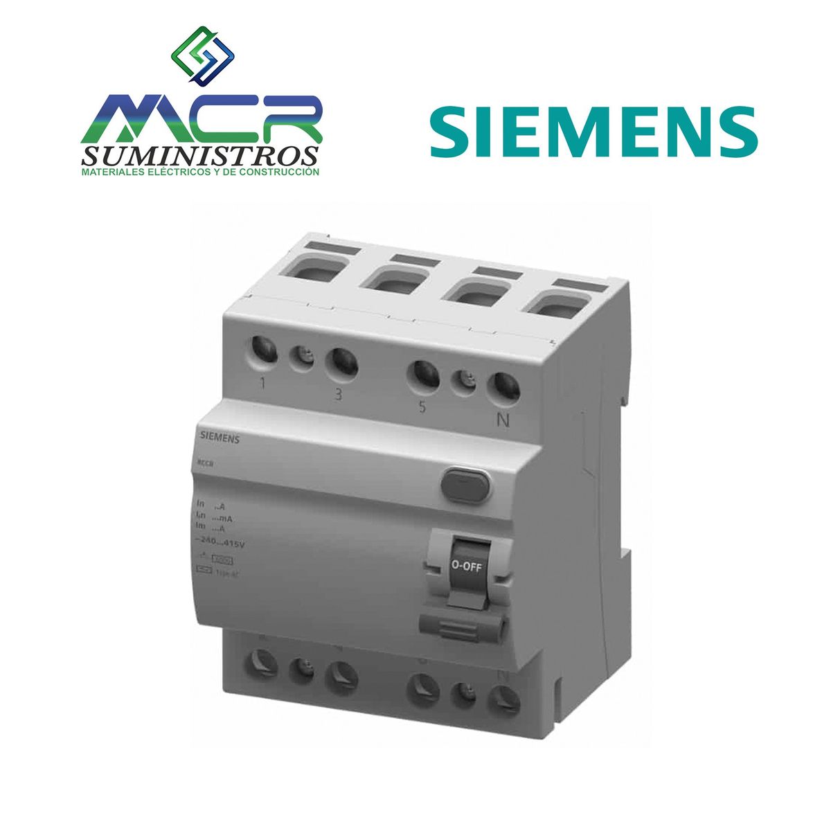 SIEMENS - INTERRUPTOR DIFERENCIAL 4 POLOS 63 AMPERIOS 30ma SIEMENS