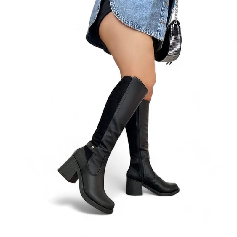 GENERICO - Bota Mujer Vestir Caña Alta Invierno Taco 5 2086L-70 Color Negro