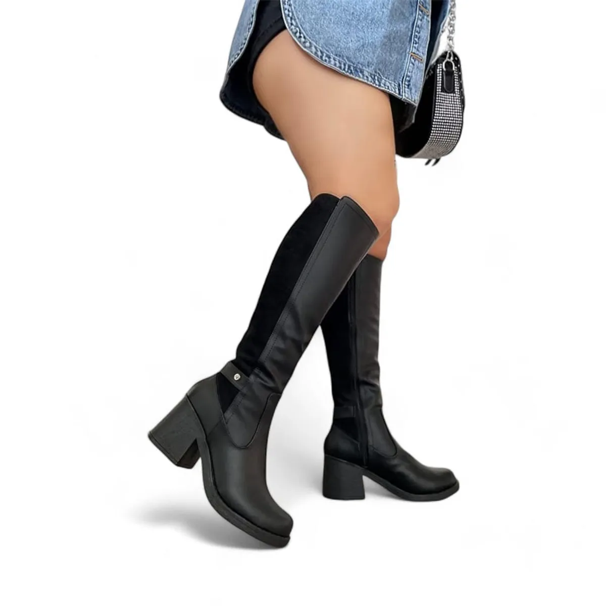 GENERICO - Bota Mujer Vestir Caña Alta Invierno Taco 5 2086L-70 Color Negro