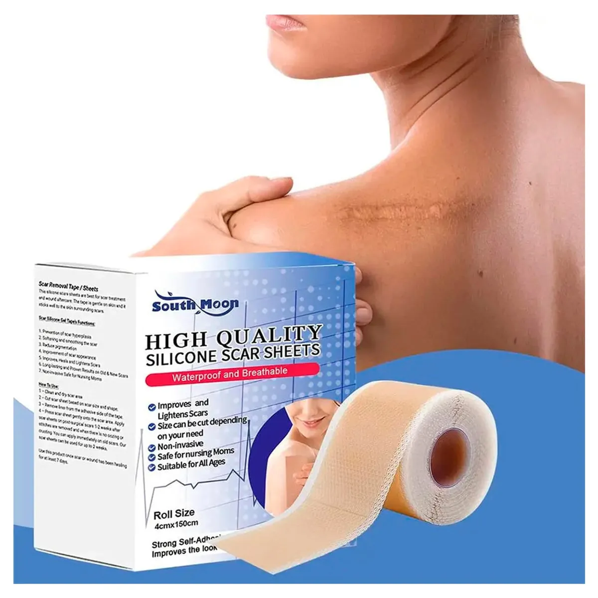 GENERICO - Parches Gel De Silicona Médica Reusables Cicatrices Cirugia SOUTH MOON