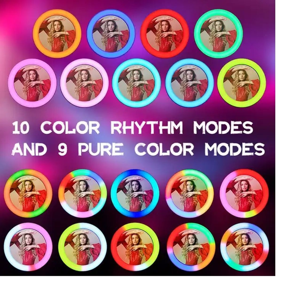 OEM - Aro Luz Led Touch de 56 CM RGB + Trípode + Control Remoto