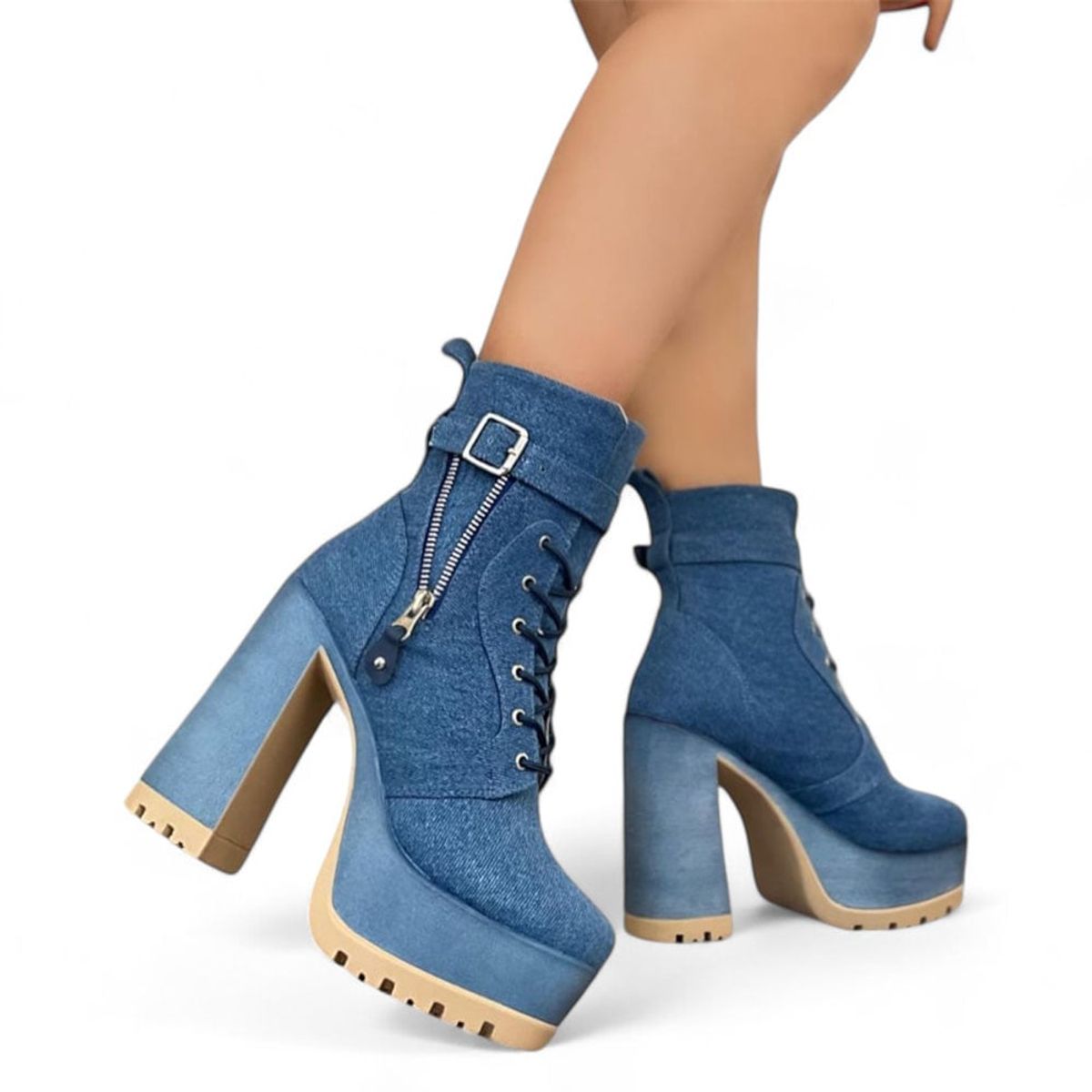 GENERICO - Bota Mujer Vestir Taco 12 Plataforma 5 Regia 2086L-78 Color Celeste