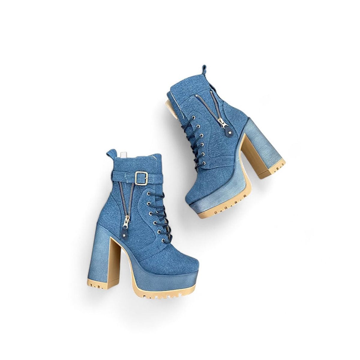 GENERICO - Bota Mujer Vestir Taco 12 Plataforma 5 Regia 2086L-78 Color Celeste