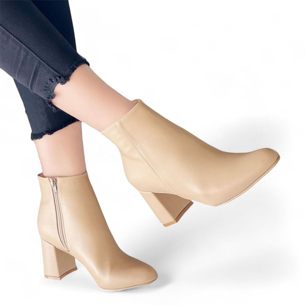 GENERICO - Botin Mujer Casual Taco 7 2086L-60 Color Beige