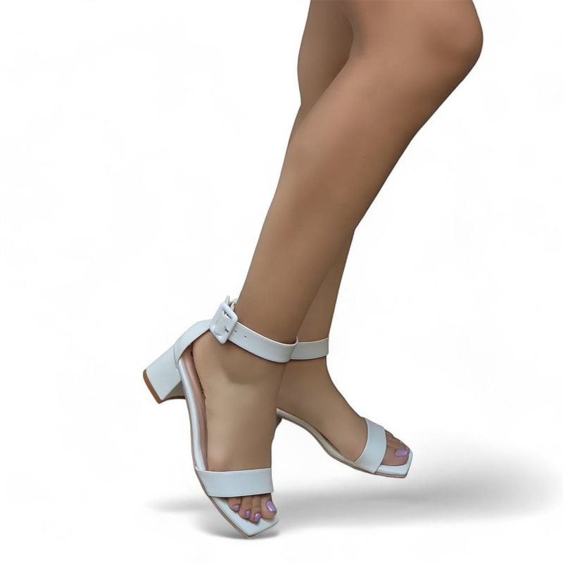 GENERICO - Sandalia Mujer Casual Taco 5 Punta Cuadrada 2086L-55 Color Blanco