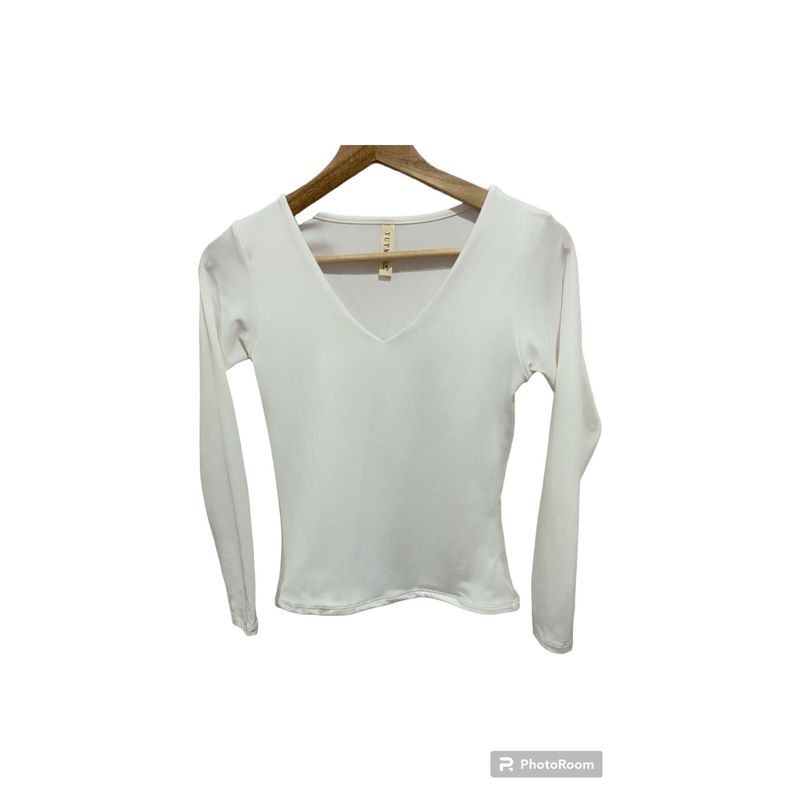 VARIOS - Blusa Blanca en cuello V mujer