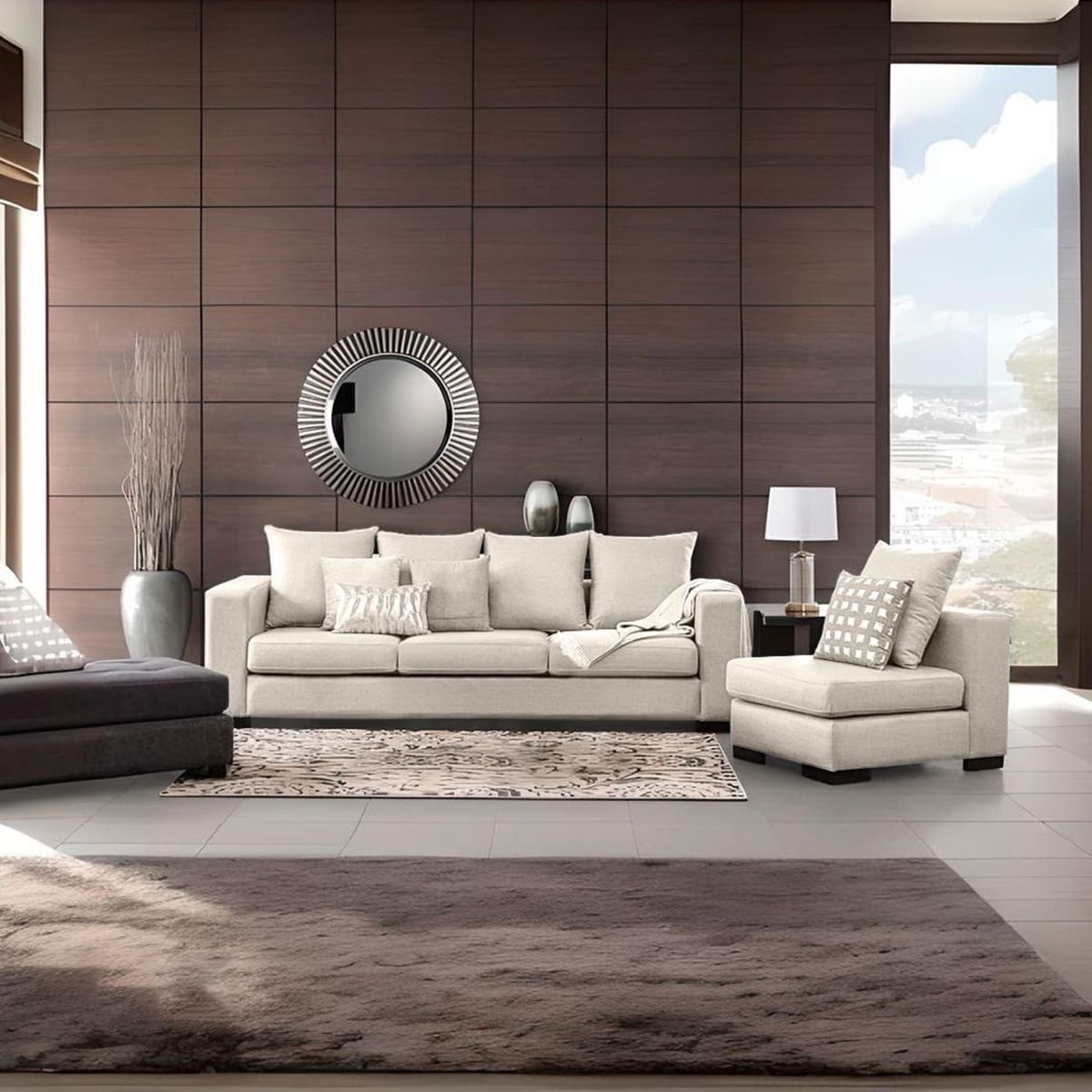 GENERICO - Juego de Sala New York 3-1 Beige Claro