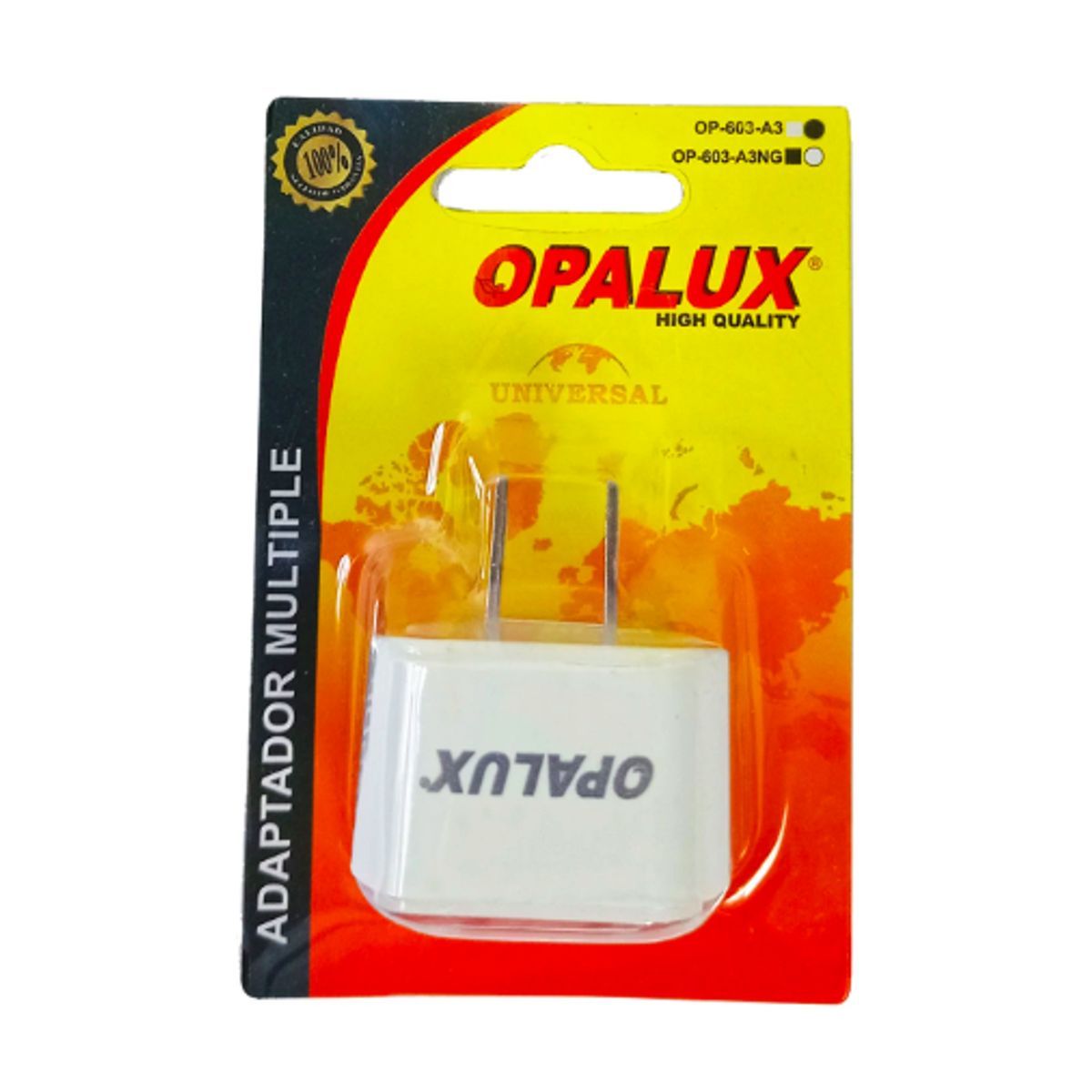 OPALUX - Adaptador Enchufe con Toma Tierra Espiga Plana OP-603-A3 OPALUX