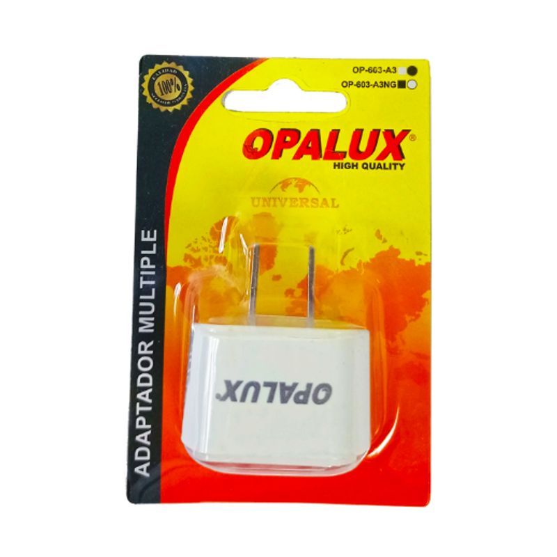 OPALUX - Adaptador Enchufe con Toma Tierra Espiga Plana OP-603-A3 OPALUX