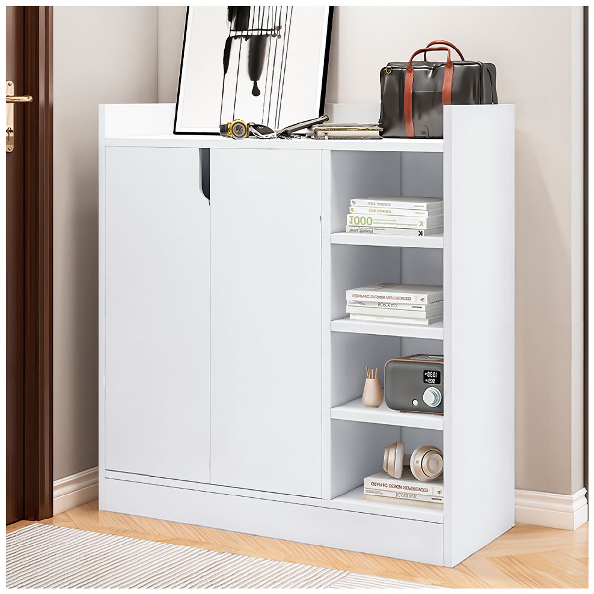 KELLER - Mueble Organizador para Oficina 4 Niveles 2 Puertas Berlín