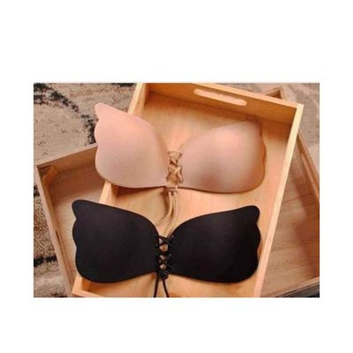 GENERICO - Brasiere Sexy Invisible Mariposa Negro D-TallaXL