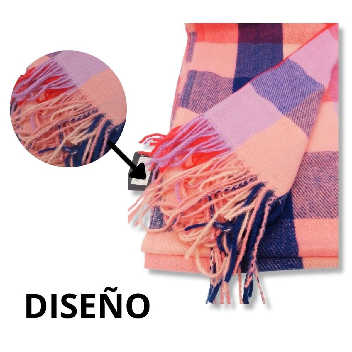 GENERICO - Maxi Bufanda Mujer Rojo y Rosa