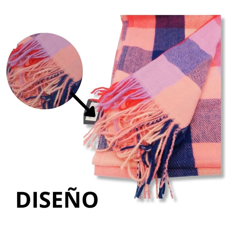 GENERICO - Maxi Bufanda Mujer Rojo y Rosa