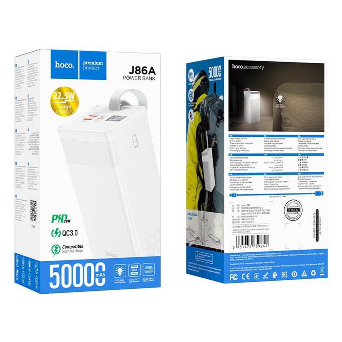 HOCO - Power Bank Hoco J86A 50000mAh 225w Power master luz led