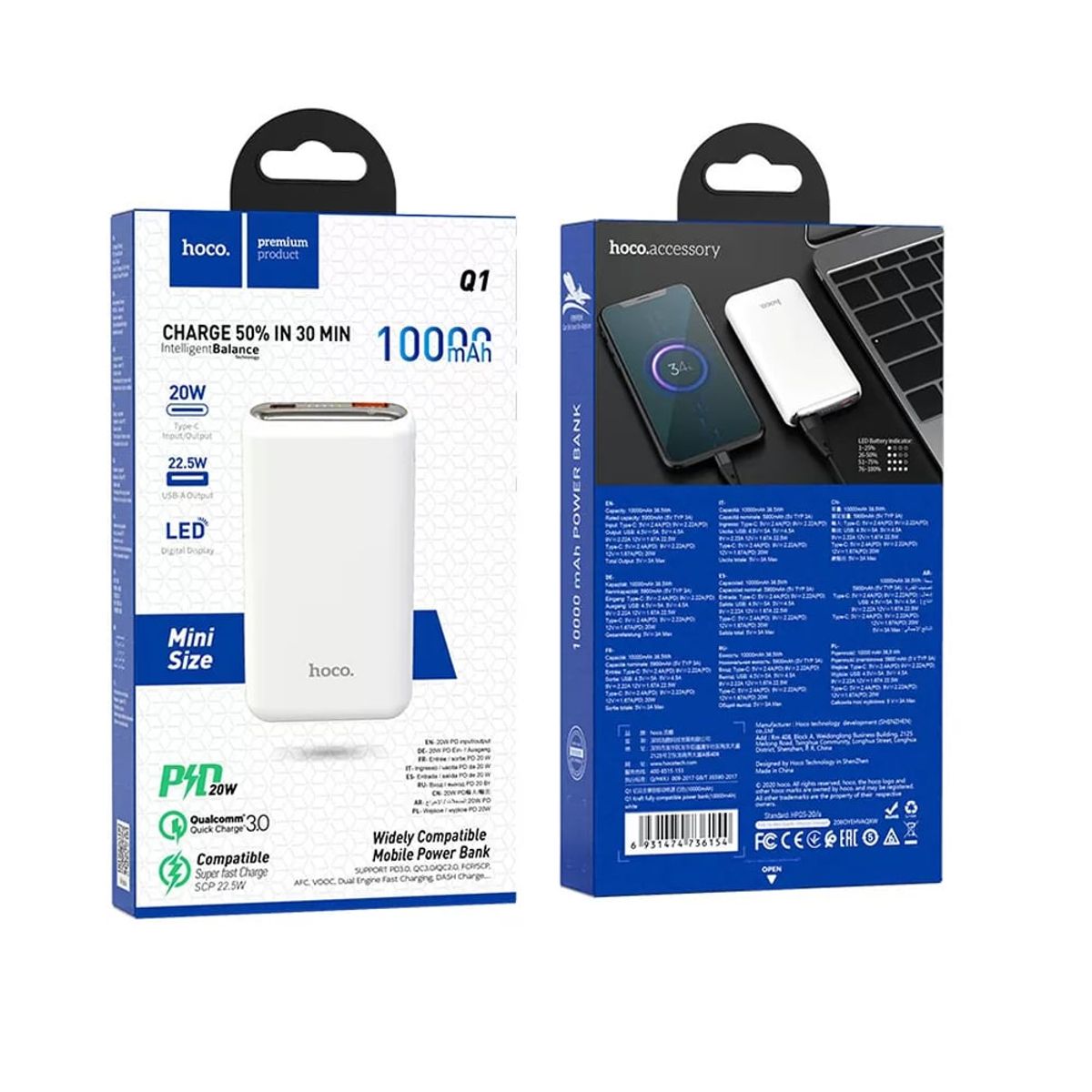HOCO - Power Bank Hoco Q1 10.000mAh PD3.0 QC 3.0 USB 22.5w tipo C 20W