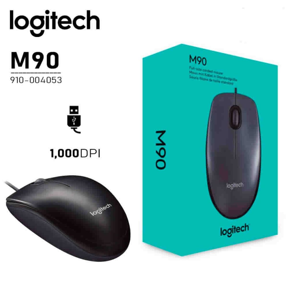 LOGITECH - MOUSE LOGITECH M90 - BLACK