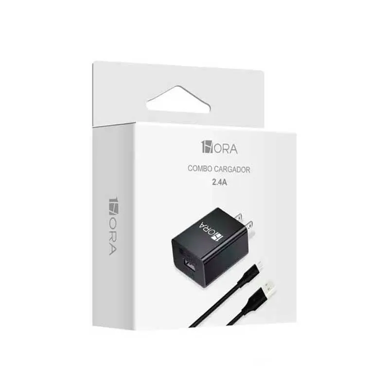 GENERICO - CARGADOR + CABLE 1HORA GAR124 V8 12W NEGRO