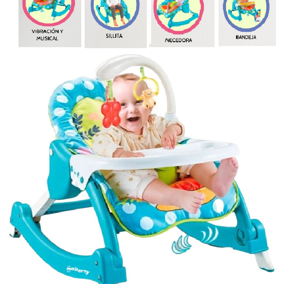 CUZKA - SILLA MECEDORA MUSICAL 3 EN 1  CHAIR AZUL