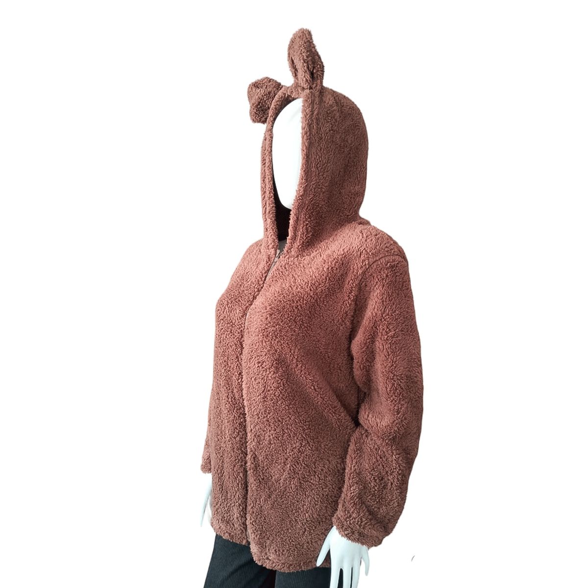 GENERICO - ABRIGO DE MUJER PELUCHE CON OREJITAS