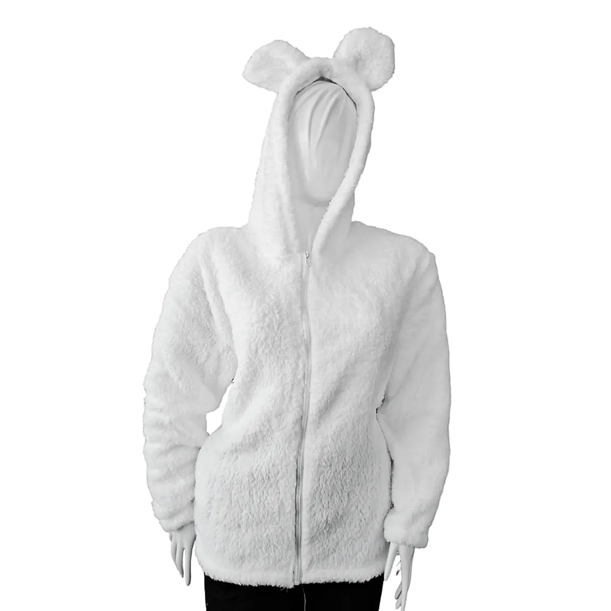 GENERICO - ABRIGO DE MUJER PELUCHE CON OREJITAS