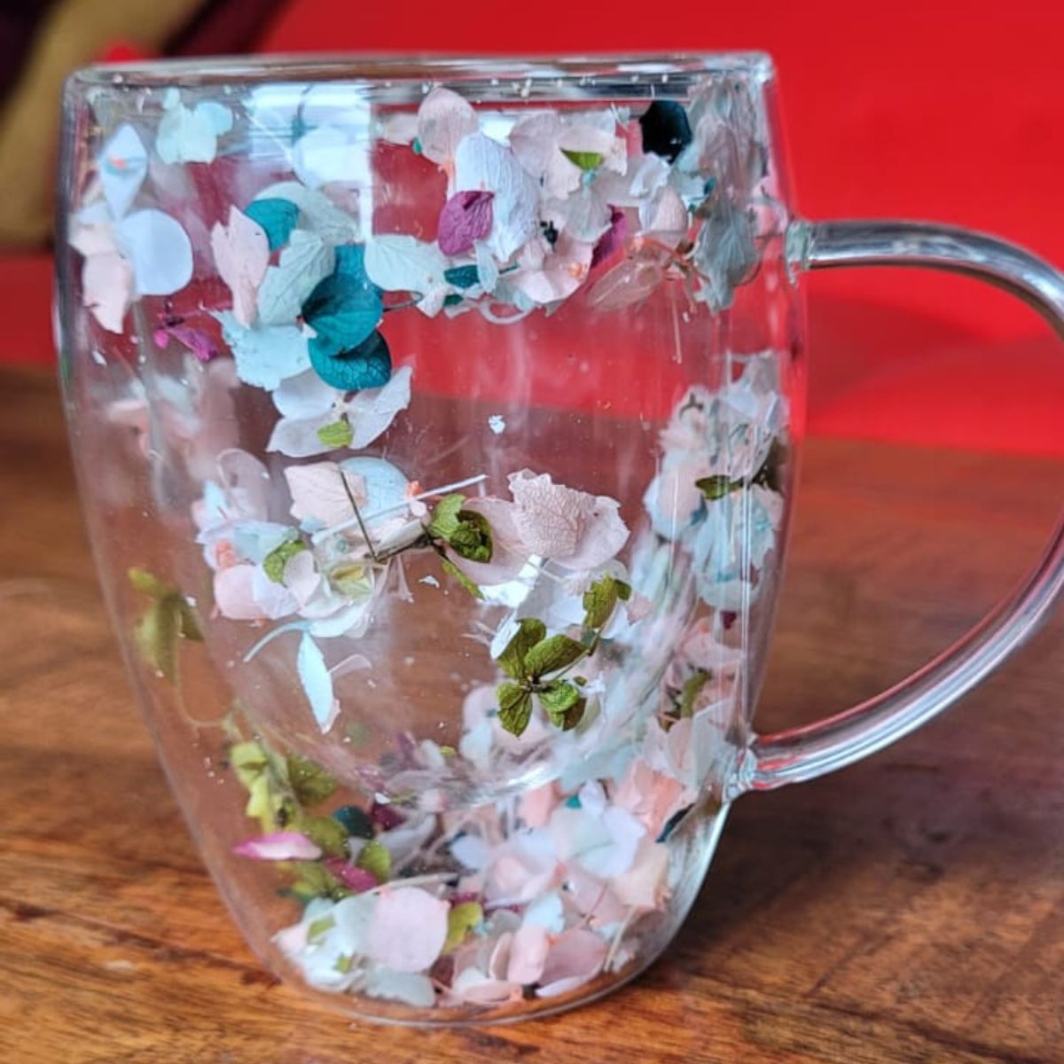 GENERICO - TAZA DOBLE FONDO VIDRIO - FLORES AESTHETIC