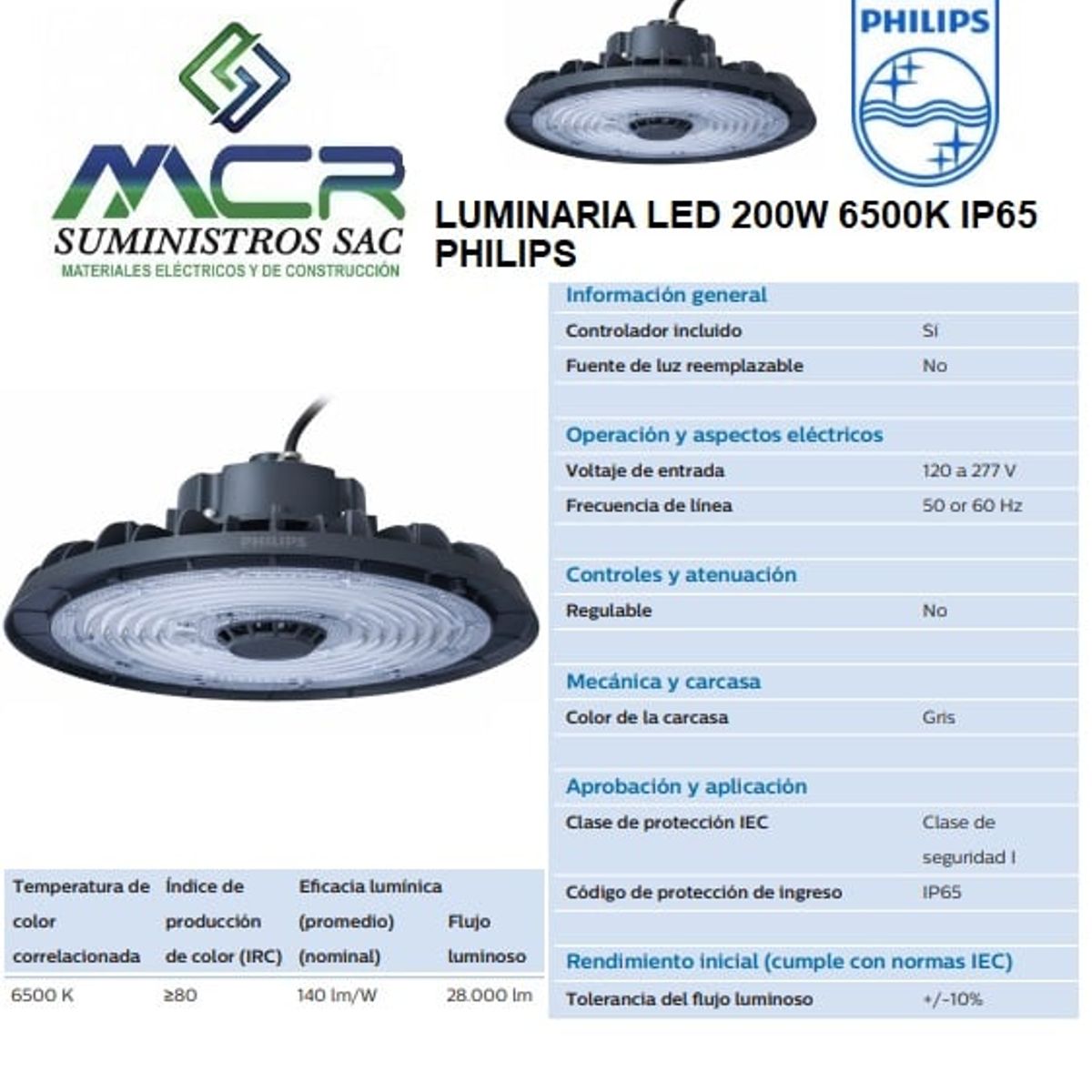 PHILIPS - LAMPARA LED 200W 6500K IP65 28000LM PHILIPS