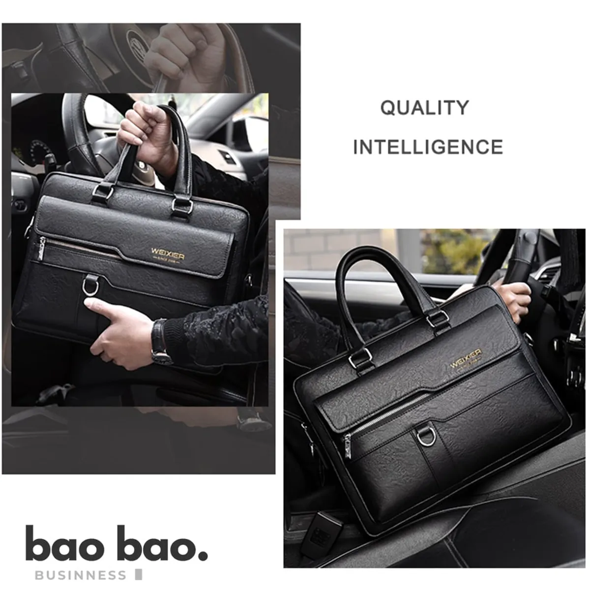 GENERICO - Maletin de Cuero para Hombre Bolso Ejecutivo Portafolio Weixier Negro