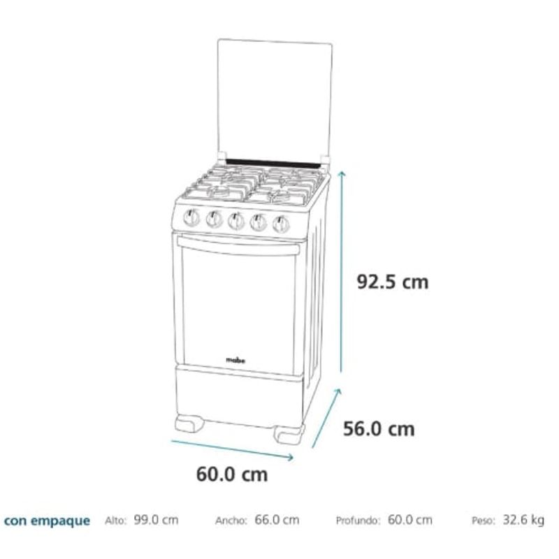 MABE - Cocina de piso a gas de 60 cm gris mabe - CMP6015SG0