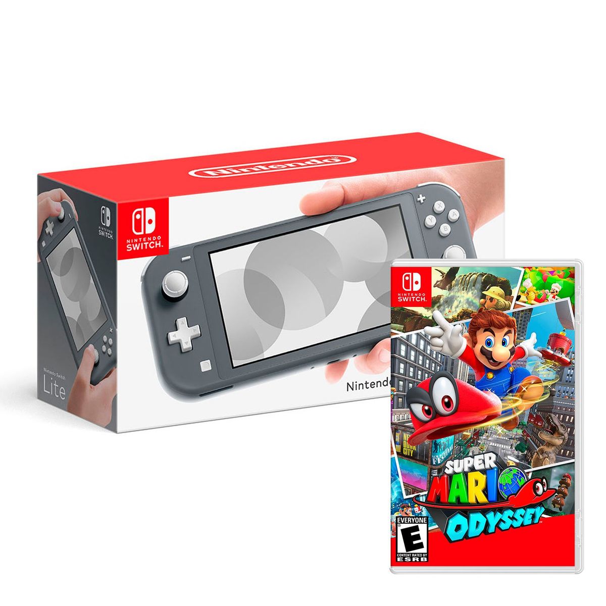 NINTENDO - Consola Nintendo Switch Lite Gris + Super Mario Odyssey