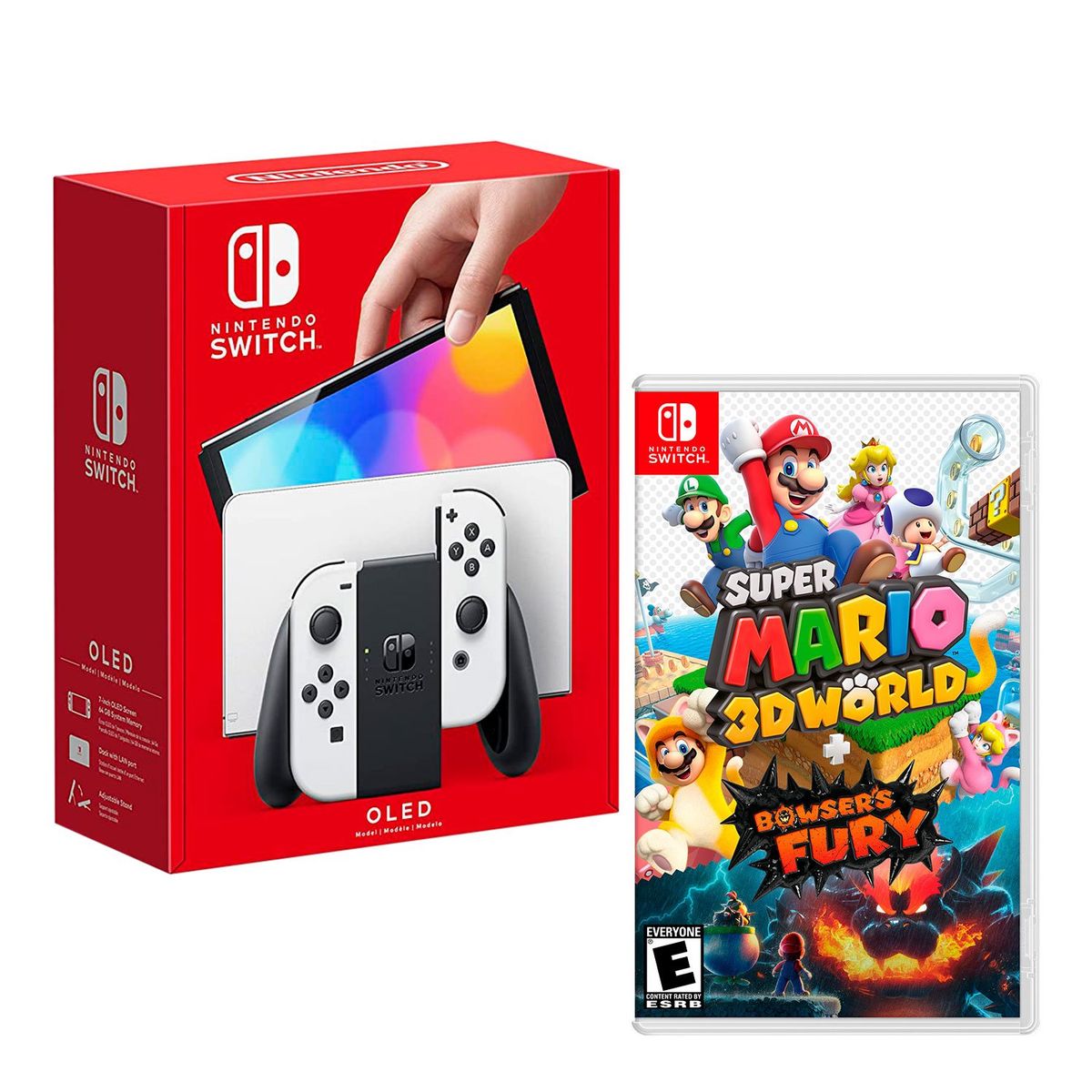 NINTENDO - Consola Nintendo Switch Oled Blanco + Mario 3D World Bowsers Fury
