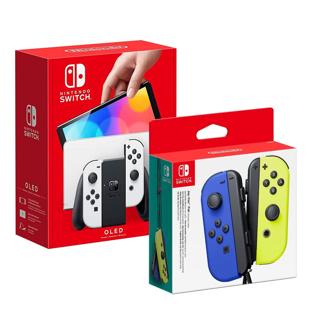 NINTENDO - Consola Nintendo Switch Modelo Oled Blanco + Joy Con Azul Amarillo