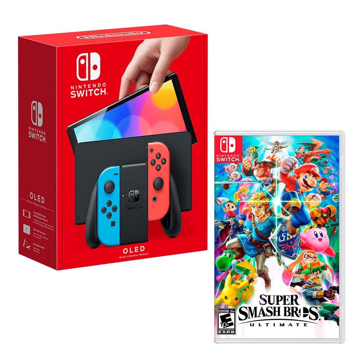 NINTENDO - Consola Nintendo Switch Modelo Oled Neon + Super Smash Bros