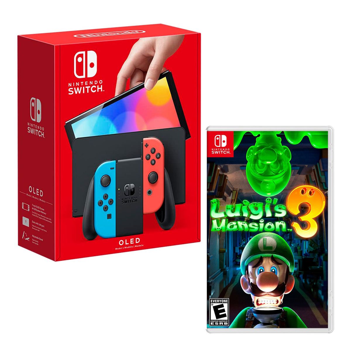 NINTENDO - Consola Nintendo Switch Modelo Oled Neon + Luigis Mansion 3