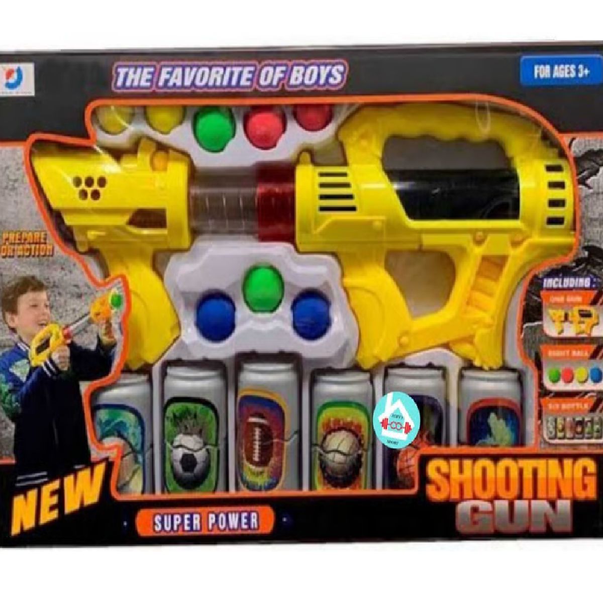 GENERICO - Juguete Pistola Lanza Bolas y Tumba Latas para Niños