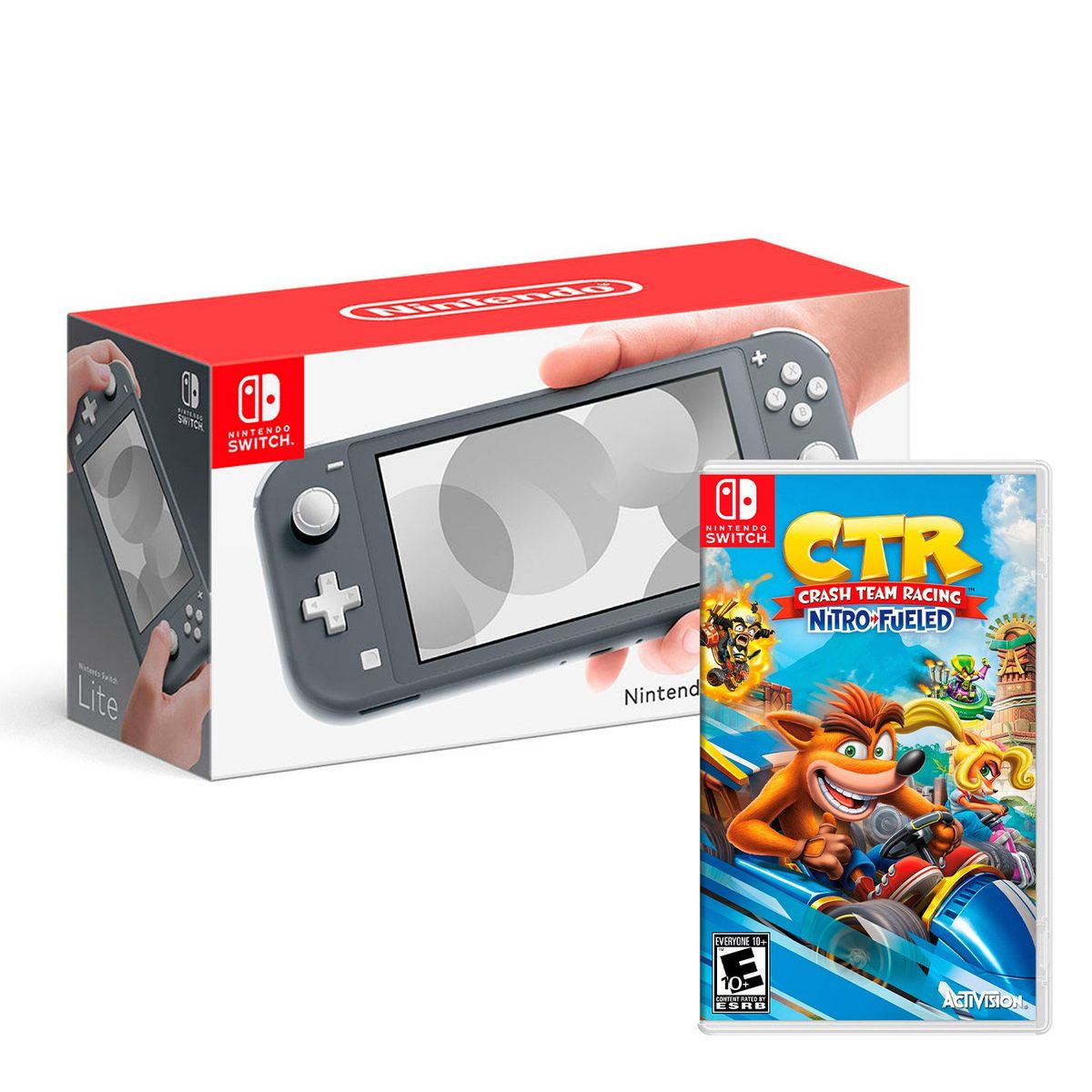 NINTENDO - Consola Nintendo Switch Lite Gris + Crash Team Racing