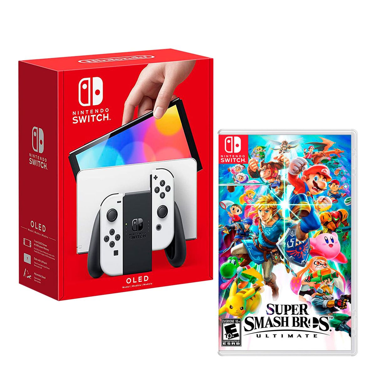 NINTENDO - Consola Nintendo Switch Modelo Oled Blanco + Super Smash Bros