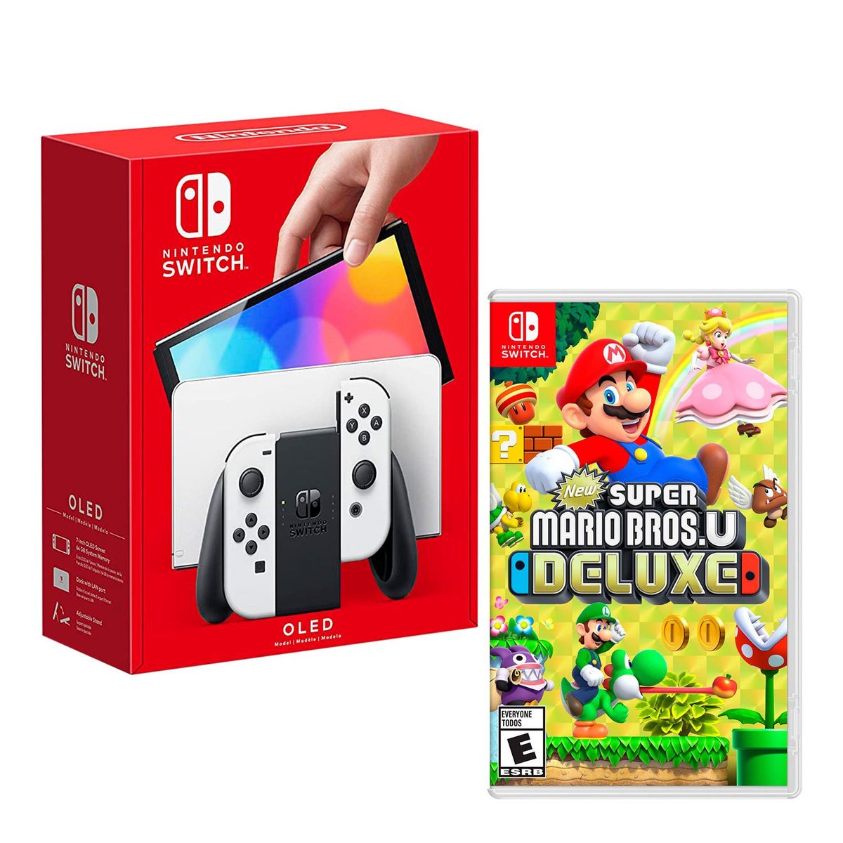 NINTENDO - Consola Nintendo Switch Modelo Oled Blanco + New Super Mario Bros U