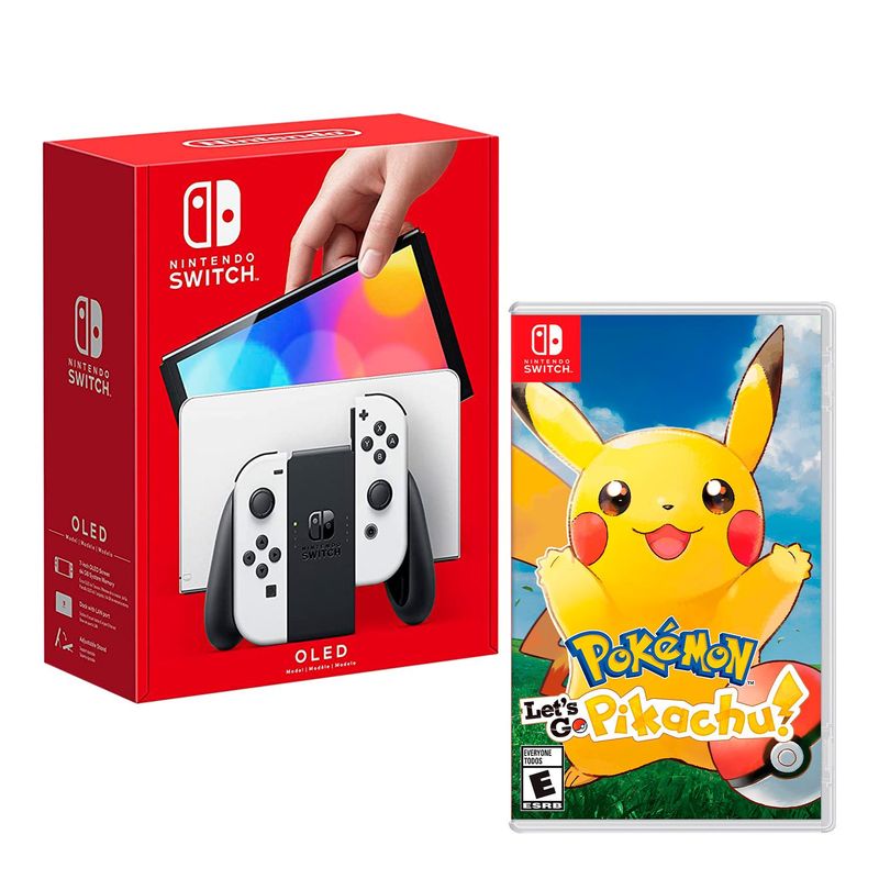 NINTENDO - Consola Nintendo Switch Modelo Oled Blanco + Pokemon lest Go Pikachu