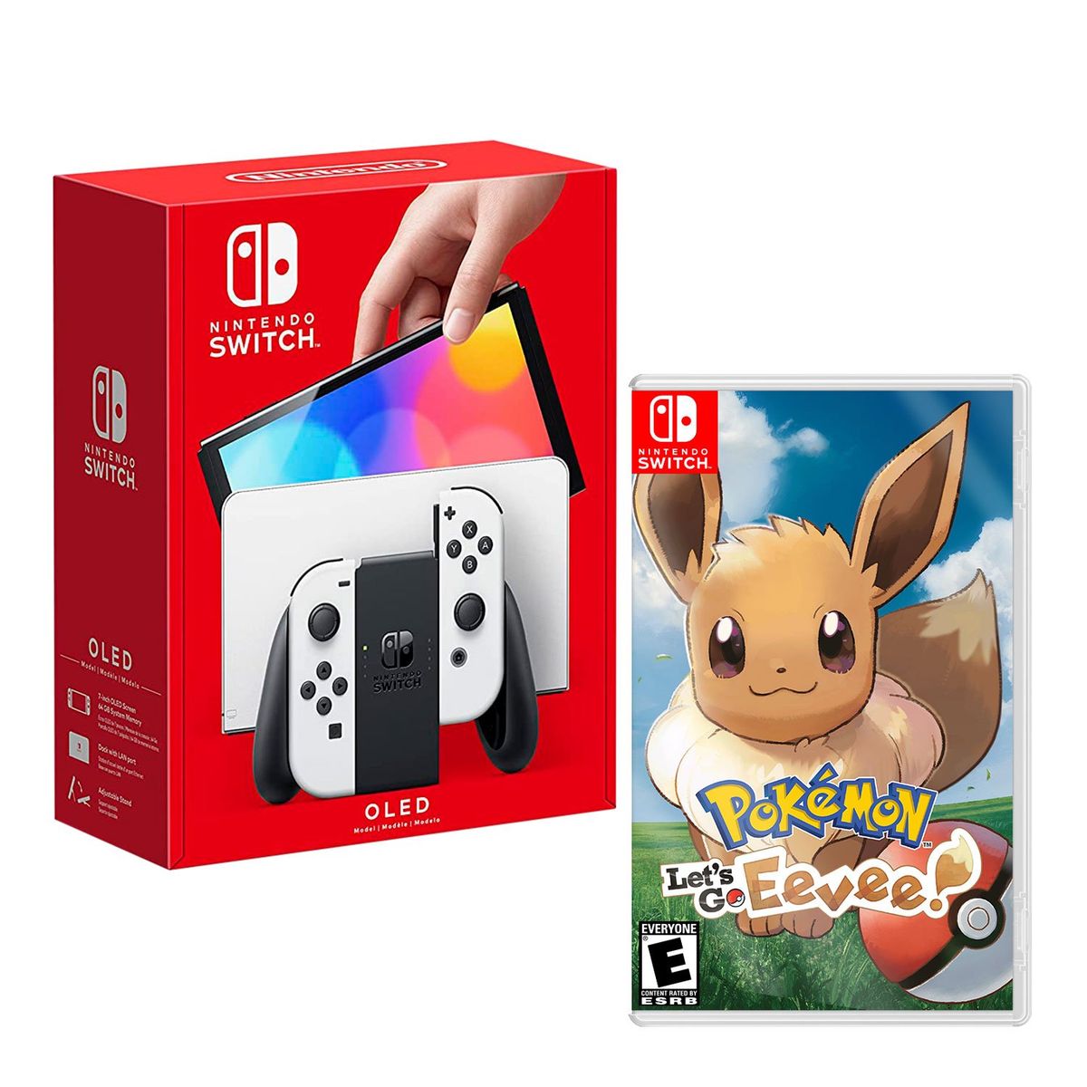 NINTENDO - Consola Nintendo Switch Modelo Oled Blanco + Pokemon Lest Go Eevee